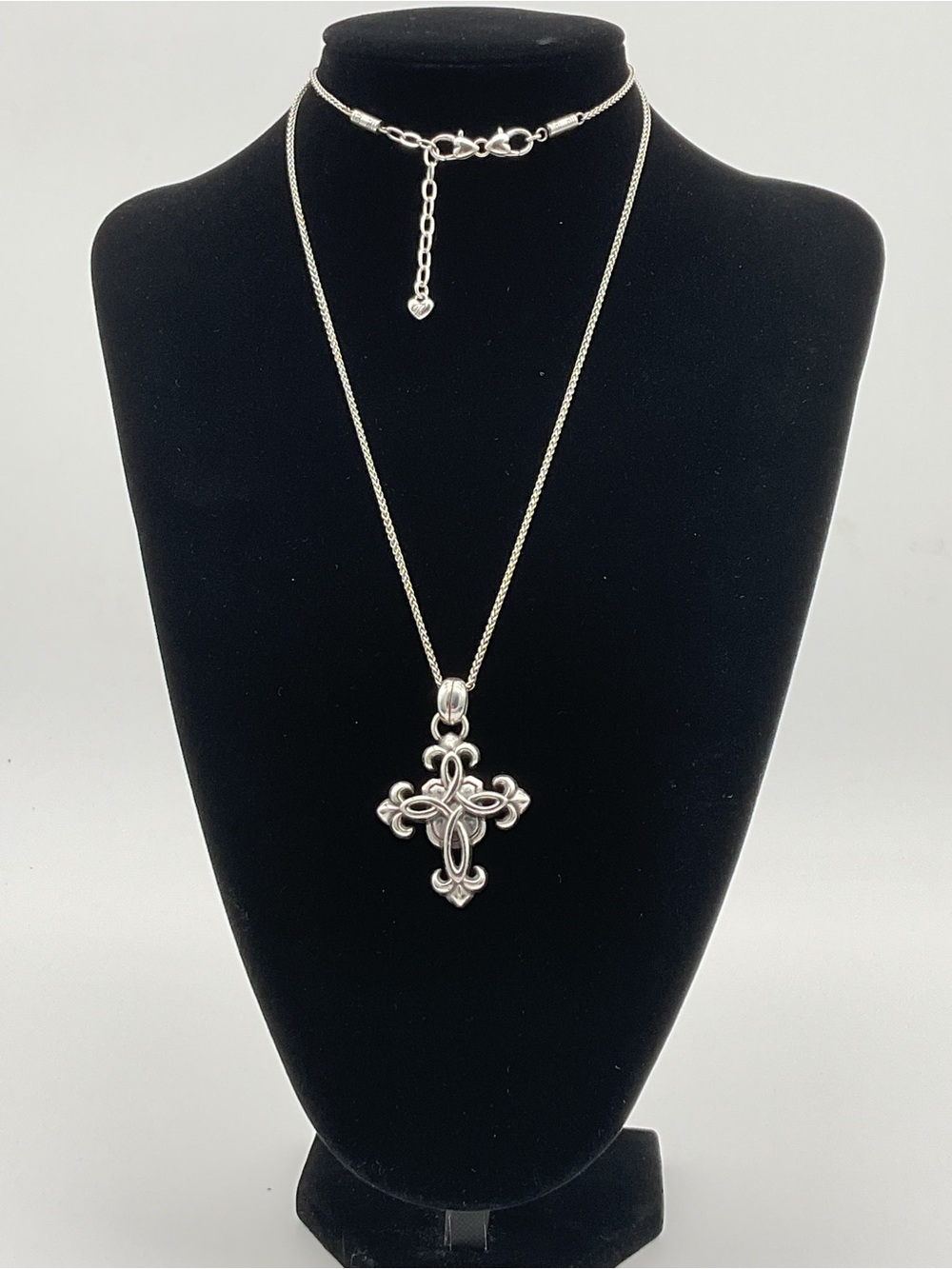 Brighton Fleur De Lis Scrolled Cross Pendant Necklace
